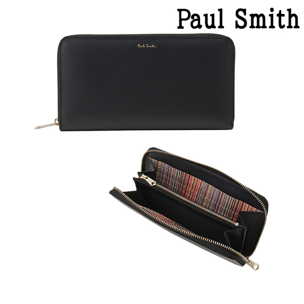 ポールスミス PAUL SMITH M1A 4778 BMULTI 79-BLACK ラウンドファスナー長財布 財布、帽子、ファッション小物