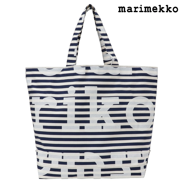 マリメッコ marimekko 091177 150 マリロゴ×ボーダー柄 トートバッグ