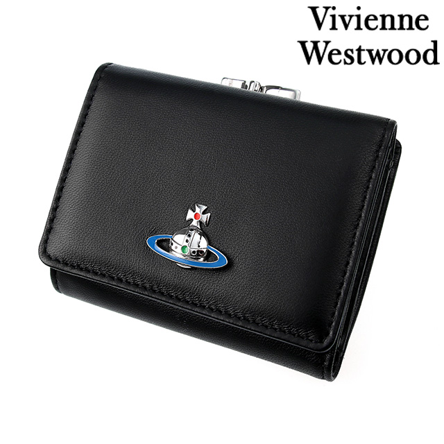 ヴィヴィアン ウエストウッド 財布 三つ折り財布 ユニセックス メンズ レディース がま口 小銭入れ Vivienne Westwood  51010018 L001L N403 ブラック 財布 腕時計のななぷれ