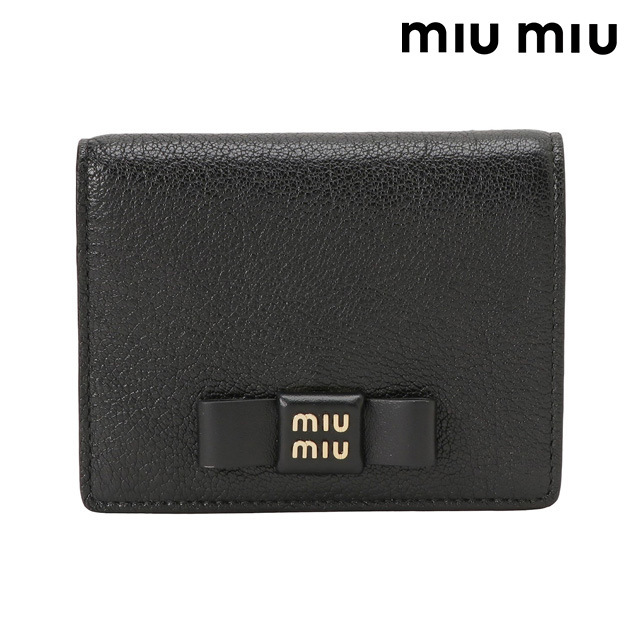 miu miu リボン 二つ折り財布 ブラック-