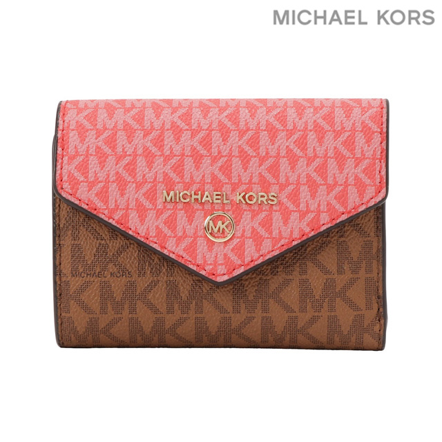 マイケルコース MICHAEL KORS 34S1GT9E6B 680 DAHLIA MULTI カラーブロック MKシグネチャー エンベロープ  三つ折り財布 ダリアマルチ 財布 腕時計のななぷれ