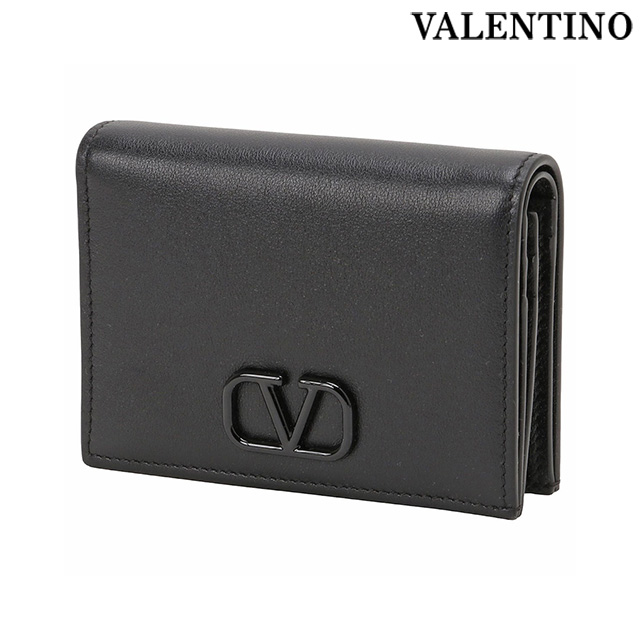 ヴァレンティノ ヴァレンチノ Vロゴ シグネチャー 二つ折り財布 レザー グレー