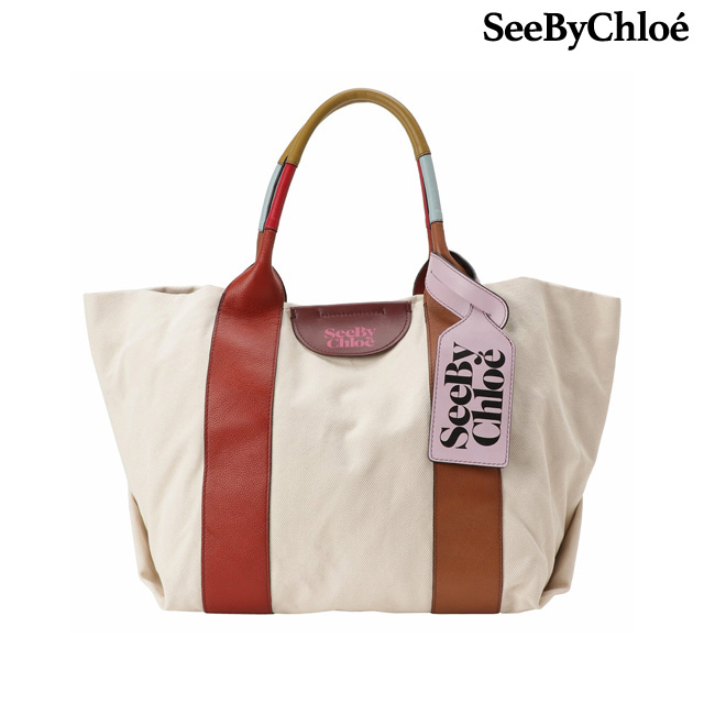 シーバイクロエ SEE BY CHLOE CHS22ASB63B04 642 レティシア キャンバス/レザー トートバッグ バーントヘンナ レディース  LAETIZIA TOTE BAG