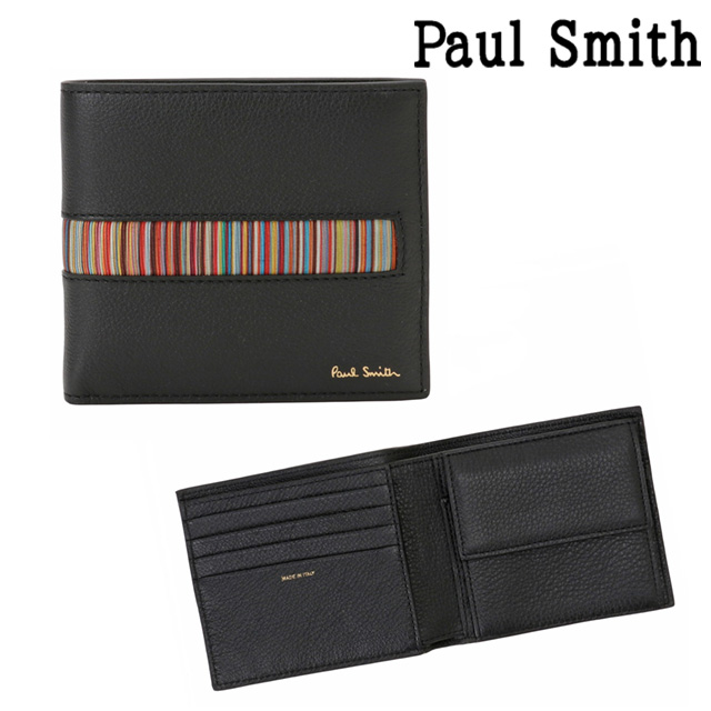 Paul Smith ポールスミス 財布 二つ折り 小銭れ付  マルチストライプ