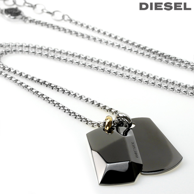 ☆DIESEL 美品 ネックレス ガンメタル ワイルド ドッグタグ-