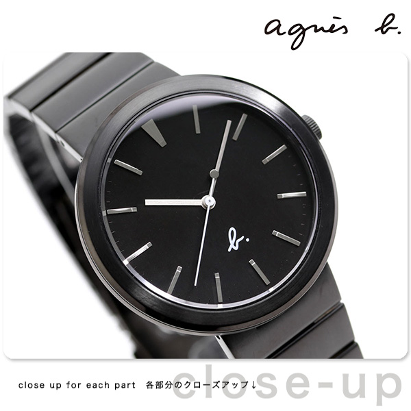 アニエスベー メンズ 腕時計 シンプル 3針 FCRK985 agnes b. オールブラック 黒 アニエスベー 腕時計のななぷれ