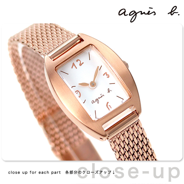 アニエスベー マルチェロ トノー クオーツ 腕時計 レディース 限定モデル agnes b. FCSK745 アナログ ホワイト ピンクゴールド 白 アニエスベー  腕時計のななぷれ