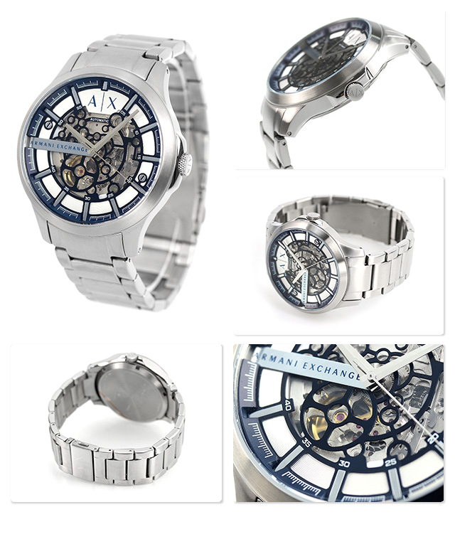 アルマーニ エクスチェンジ 時計 オープンハート 自動巻き メンズ 腕時計 AX2416 ARMANI EXCHANGE シルバー