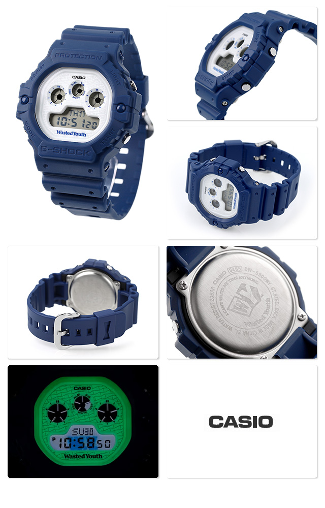 G-SHOCK Gショック クオーツ DW-5900WY-2 Wasted Youthコラボレーションモデル 5900シリーズ メンズ 腕時計 カシオ  casio デジタル ホワイト ブルー 白 G-SHOCK 腕時計のななぷれ