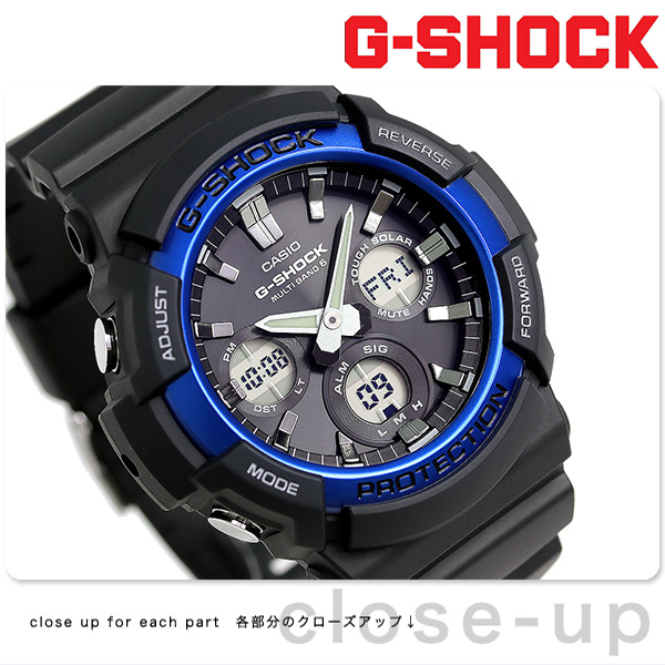 G-SHOCK ベーシック 電波ソーラー メンズ 腕時計 GAW-100B-1A2ER カシオ Gショック ブラック×ブルー G-SHOCK  腕時計のななぷれ