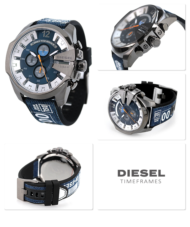 ディーゼル メガチーフ 53mm クロノグラフ デニム メンズ 腕時計 DZ4541 DIESEL ブルー×デニム DIESEL 腕時計のななぷれ