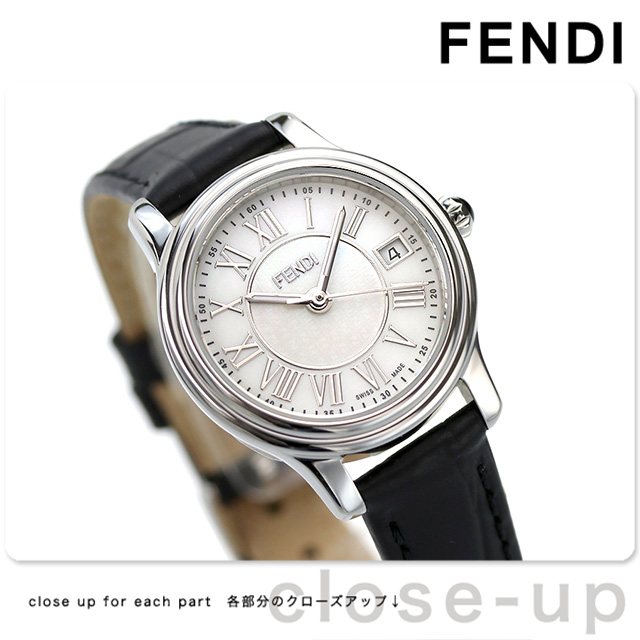 【未使用品】FENDI　フェンディ　クラシコ　クロノグラフ　F253014021　クオーツ　デイト　SS　革ベルト　ホワイト　ブラウン　メンズ　腕時計松前R56店