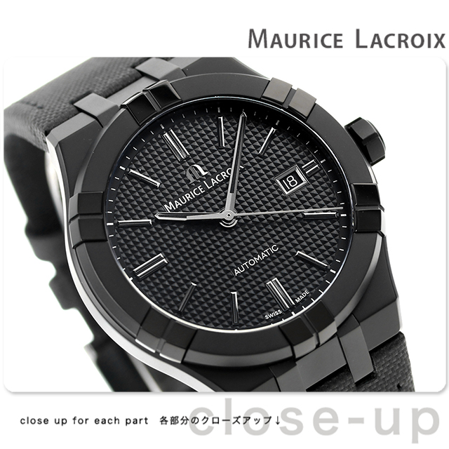 モーリスラクロア アイコン 42mm 自動巻き 腕時計 メンズ 革ベルト MAURICE LACROIX AI6008-PVB01-330-1  アナログ オールブラック 黒 スイス製 MAURICE LACROIX 腕時計のななぷれ