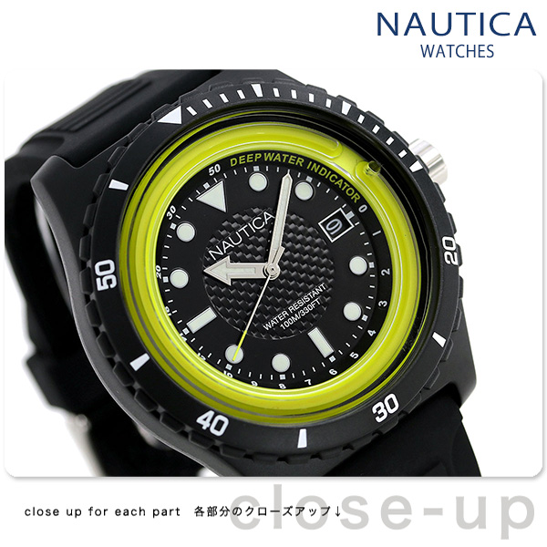 ノーティカ NAUTICA メンズ 腕時計 100m防水 ブラック シリコンベルト 