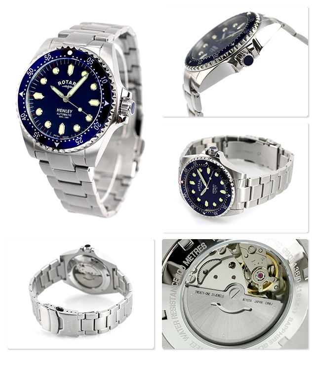 ロータリー ROTARY 腕時計 自動巻き メンズ 時計 ヘンリー 41mm GB05136/05 ブルー ROTARY 腕時計のななぷれ
