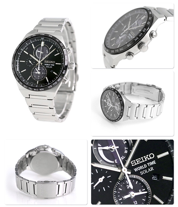 セイコー スピリット スマート ソーラー クロノグラフ SBPJ025 SEIKO メンズ 腕時計 ブラック