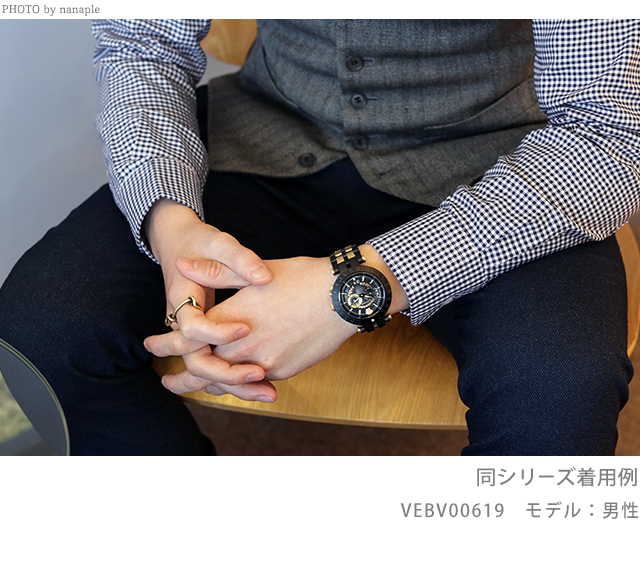 ヴェルサーチ 時計 メンズ 腕時計 Vレース デュアルタイム 46mm VEBV00419 VERSACE ヴェルサーチェ ネイビー 革ベルト