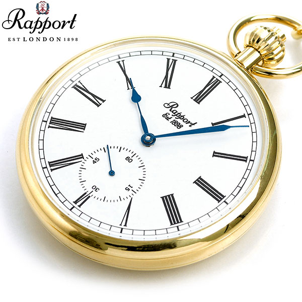 ラポート 懐中時計 スモールセコンド オープンフェイス イギリス製 手巻き PW94 Rapport ゴールド