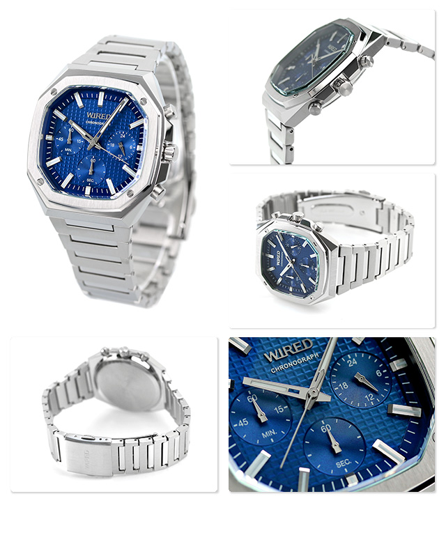 セイコー ワイアード 8角モデル クロノグラフ メンズ 腕時計 AGAT448 SEIKO WIRED ブルー