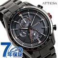 シチズン アテッサ エコドライブ電波時計 ブラックチタン メンズ 腕時計 AT8185-62E CITIZEN アクトライン オールブラック 黒