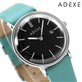アデクス プチ 33mm 日付表示 レディース 腕時計 2043A-T01-JP20OCT ADEXE ブラック×ミントブルー 革ベルト
