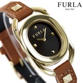 フルラ 時計 スタッズインデックス 24mm クオーツ レディース 腕時計 WW00008002L2 FURLA ブラック×ブラウン 革ベルト