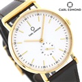 カールエドモンド CARL EDMOND メンズ 腕時計 北欧 シンプル ミニマリズム CER4021-DBY21 リョーリット 40mm ホワイト×ダークブラウン 革ベルト