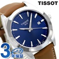 ティソ T-クラシック ジェントルマン 40mm スイス製 クオーツ メンズ 腕時計 T127.410.16.041.00 TISSOT ブルー×ブラウン 
